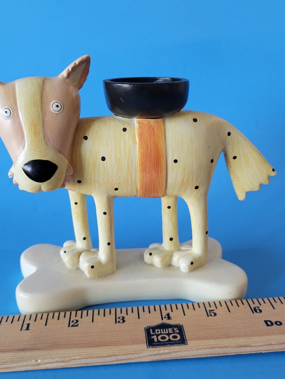 Allen Designs Studio 5" Dog Figurine Tealight Candle Holder Bone Base Folk Art - Picture 6 of 7